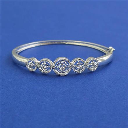 American Diamond Openable kada with Rhodium Plating