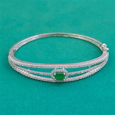 American Diamond Openable kada with Rhodium Plating