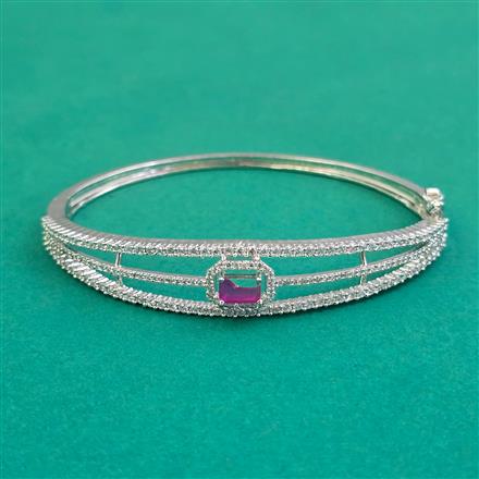 American Diamond Openable kada with Rhodium Plating