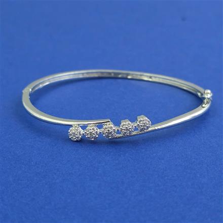 American Diamond Openable kada with Rhodium Plating