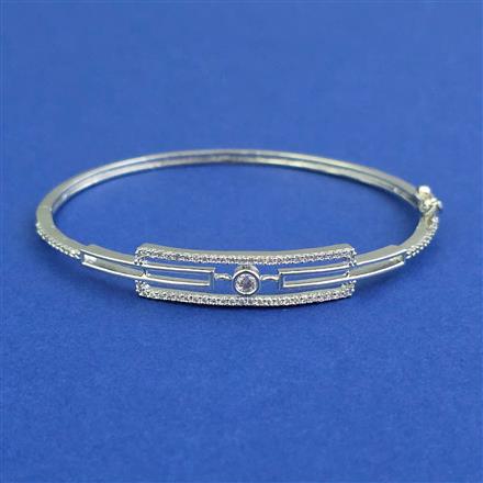 American Diamond Openable kada with Rhodium Plating