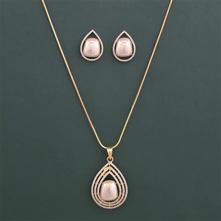 American Diamond Classic Pendant Set with 2 Tone Plating