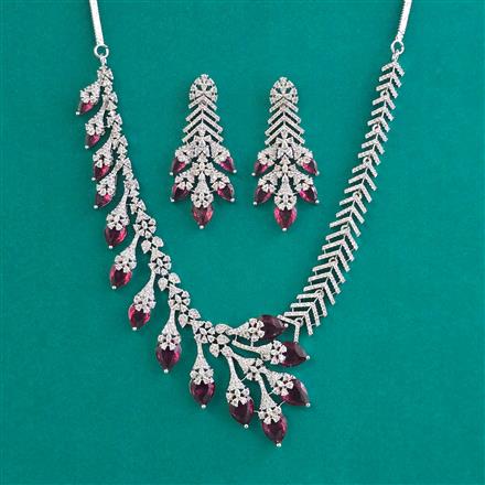 American Diamond Classic Necklace with Rhodium Plating