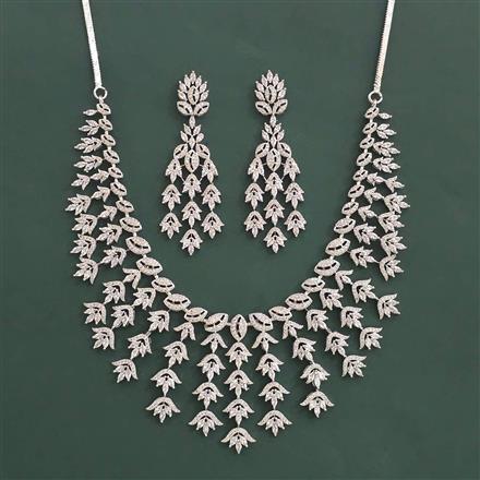 American Diamond Classic Necklace with Rhodium Plating 2 Tone Plating Mehndi Plating