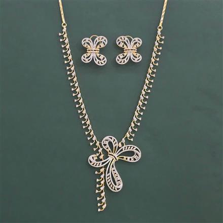 American Diamond Classic Necklace with Rhodium Plating 2 Tone Plating