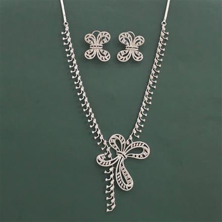 American Diamond Classic Necklace with Rhodium Plating 2 Tone Plating