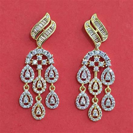 American Diamond Classic Earring with Rhodium Plating 2 Tone Plating