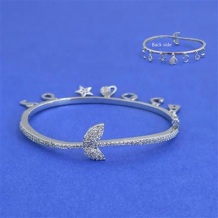 American Diamond Openable kada with Rhodium Plating 2 Tone Plating