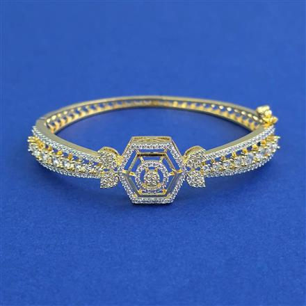 American Diamond Openable kada with Rhodium Plating 2 Tone Plating