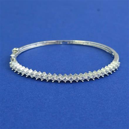 American Diamond Openable kada with Rhodium Plating 2 Tone Plating