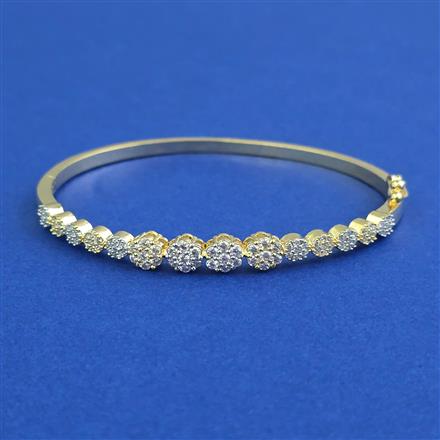 American Diamond Openable kada with Rhodium Plating 2 Tone Plating
