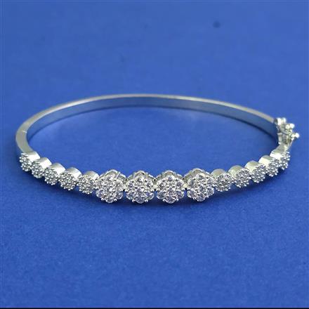 American Diamond Openable kada with Rhodium Plating 2 Tone Plating