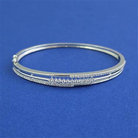 American Diamond Openable kada with Rhodium Plating 2 Tone Plating