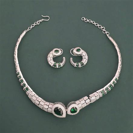 American Diamond Classic Necklace with Rhodium Plating