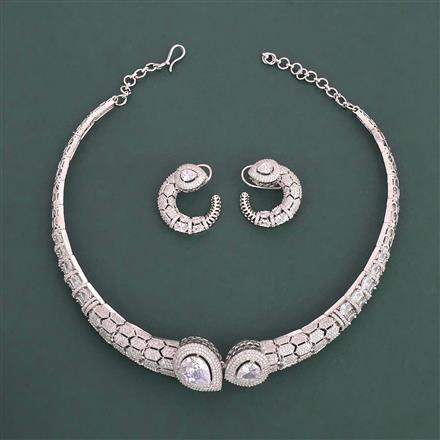 American Diamond Classic Necklace with Rhodium Plating