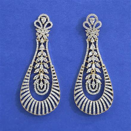 American Diamond Classic Earring with Rhodium Plating 2 Tone Plating Mehndi Plating