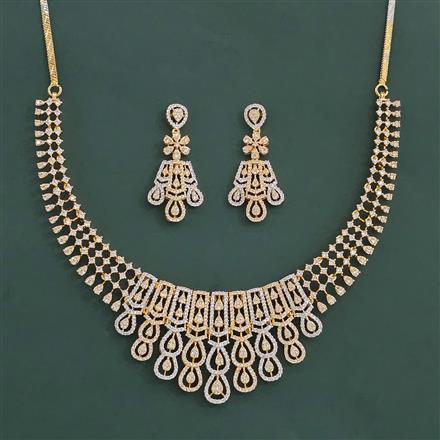 American Diamond Classic Necklace with 2 Tone Plating