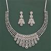 American Diamond Classic Necklace with Rhodium Plating Mehndi Plating