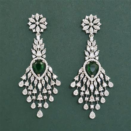 American Diamond Classic Earring with Rhodium Plating