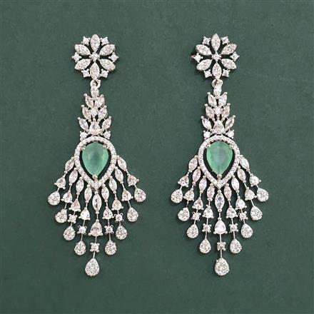 American Diamond Classic Earring with Rhodium Plating