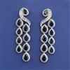 American Diamond Long Earring with Rhodium Plating