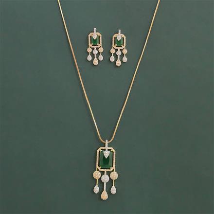 American Diamond Classic Pendant Set with 2 Tone Plating
