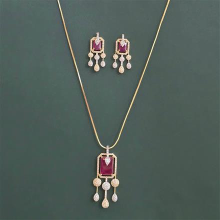 American Diamond Classic Pendant Set with 2 Tone Plating