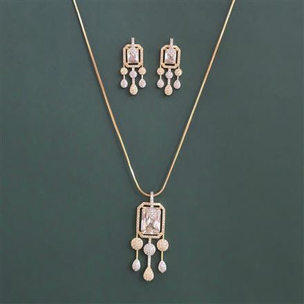 American Diamond Classic Pendant Set with 2 Tone Plating