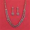 American Diamond Classic Necklace with Rhodium Plating Mehndi Plating