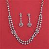American Diamond Classic Necklace with Rhodium Plating Mehndi Plating