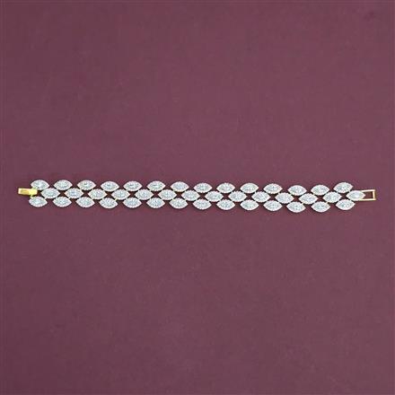 American Diamond Classic Bracelet With Mehndi Plating 2 Tone Plating Rhodium Plating