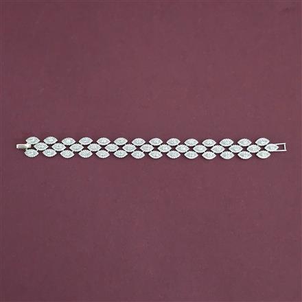 American Diamond Classic Bracelet With Mehndi Plating 2 Tone Plating Rhodium Plating