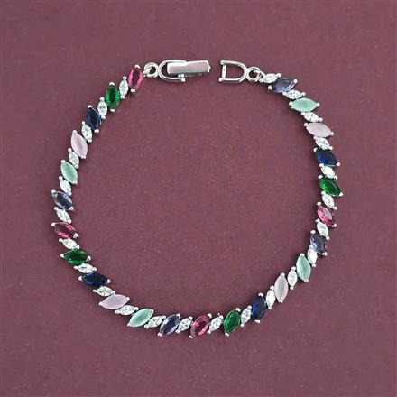 American Diamond Classic Bracelet With Rhodium Plating