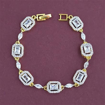 American Diamond Classic Bracelet With Mehndi Plating 2 Tone Plating Rhodium Plating