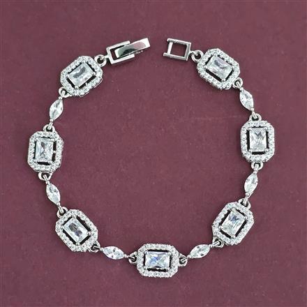 American Diamond Classic Bracelet With Mehndi Plating 2 Tone Plating Rhodium Plating