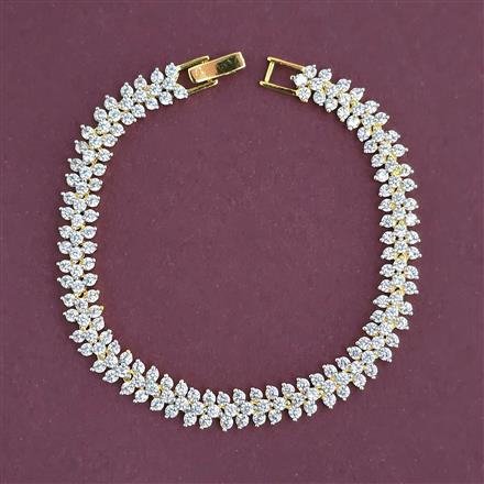 American Diamond Classic Bracelet With Mehndi Plating 2 Tone Plating Rhodium Plating