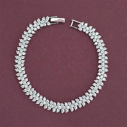 American Diamond Classic Bracelet With Mehndi Plating 2 Tone Plating Rhodium Plating
