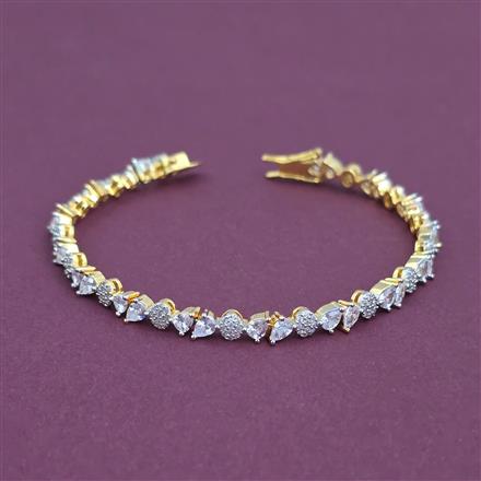 American Diamond Classic Bracelet With Mehndi Plating 2 Tone Plating Rhodium Plating