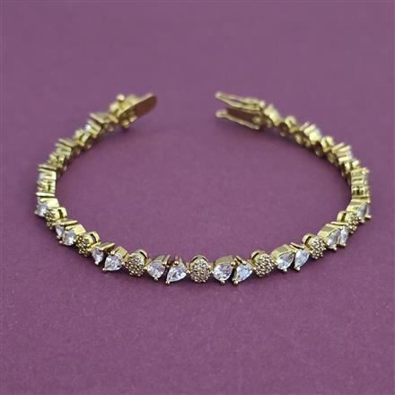 American Diamond Classic Bracelet With Mehndi Plating 2 Tone Plating Rhodium Plating