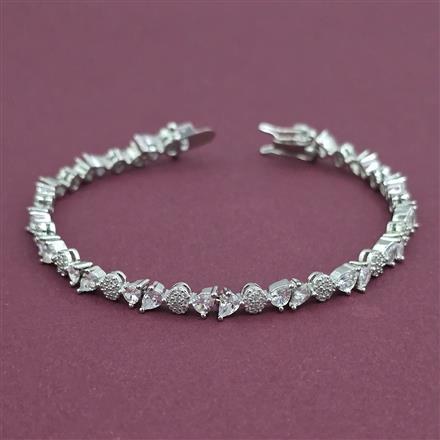 American Diamond Classic Bracelet With Mehndi Plating 2 Tone Plating Rhodium Plating