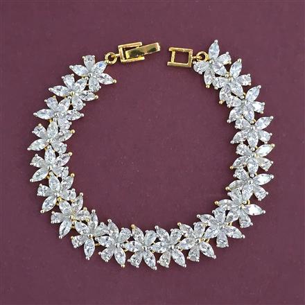 American Diamond Classic Bracelet With Mehndi Plating 2 Tone Plating Rhodium Plating