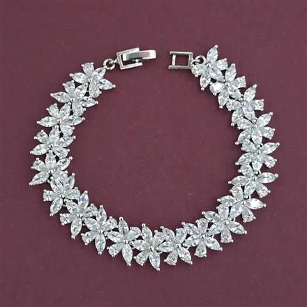 American Diamond Classic Bracelet With Mehndi Plating 2 Tone Plating Rhodium Plating