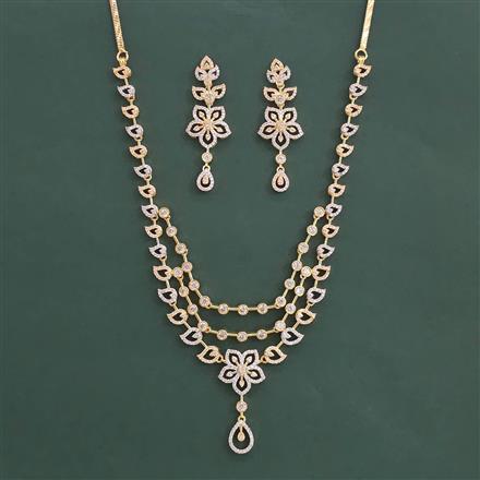 American Diamond Classic Necklace with Rhodium Plating 2 Tone Plating Mehndi Plating