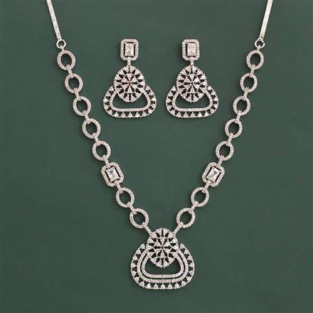 American Diamond Classic Necklace with Rhodium Plating 2 Tone Plating Mehndi Plating