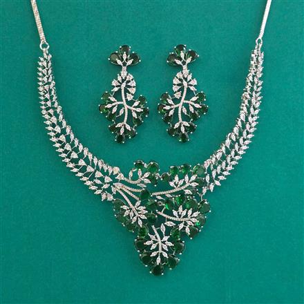 American Diamond Classic Necklace with Rhodium Plating