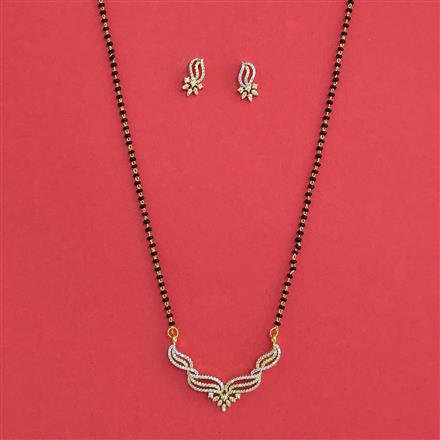 American Diamond Classic Mangalsutra with Rhodium Plating 2 Tone Plating