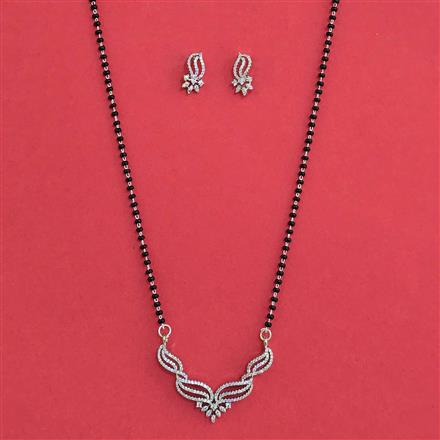 American Diamond Classic Mangalsutra with Rhodium Plating 2 Tone Plating