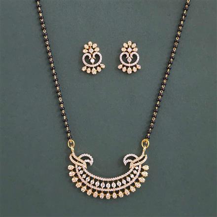 American Diamond Classic Mangalsutra with Rhodium Plating 2 Tone Plating