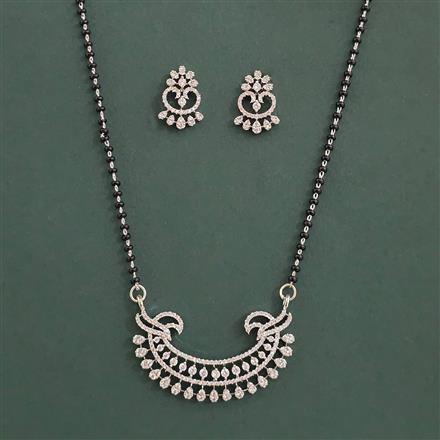 American Diamond Classic Mangalsutra with Rhodium Plating 2 Tone Plating