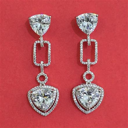 American Diamond Classic Earring with Rhodium Plating